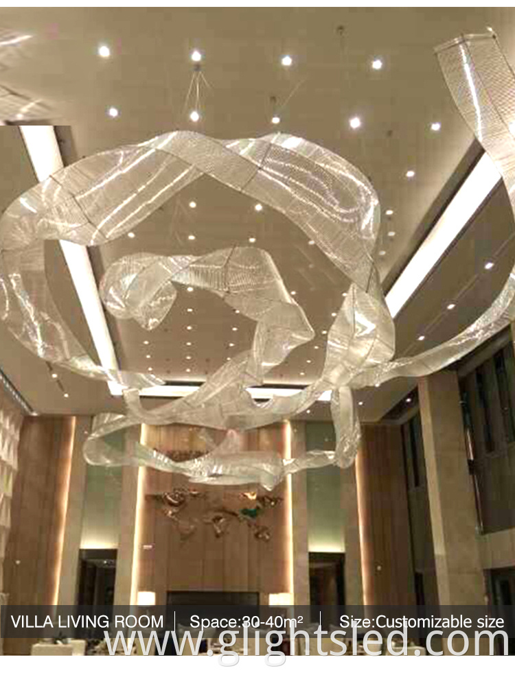 Luxury lighting hotel lobby Modern custom big project chandelier pendant light